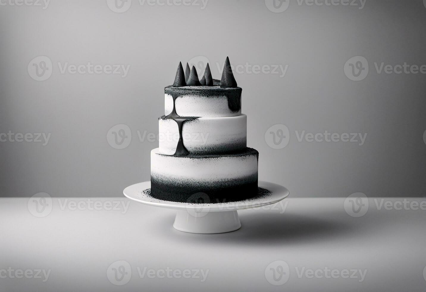 AI generated Black and White Handmade Cake photo