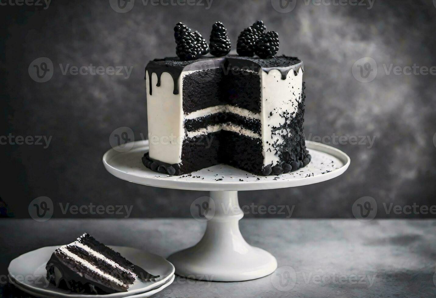 AI generated Black and White Handmade Cake photo