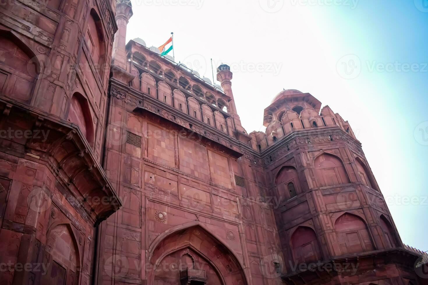 Architectural details of Lal Qila - Red Fort situated in Old Delhi, India, View inside Delhi Red Fort the famous Indian landmarks photo