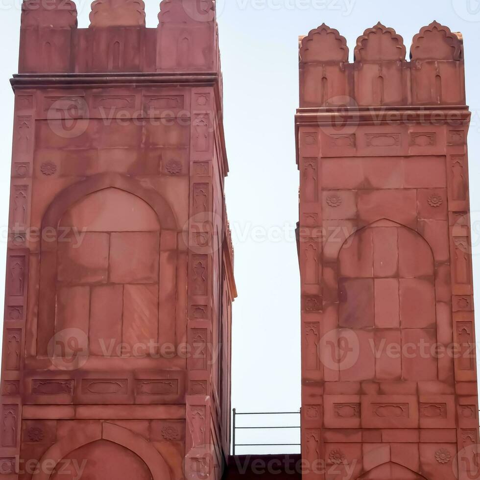 arquitectónico detalles de lal qila - rojo fuerte situado en antiguo Delhi, India, ver dentro Delhi rojo fuerte el famoso indio puntos de referencia foto