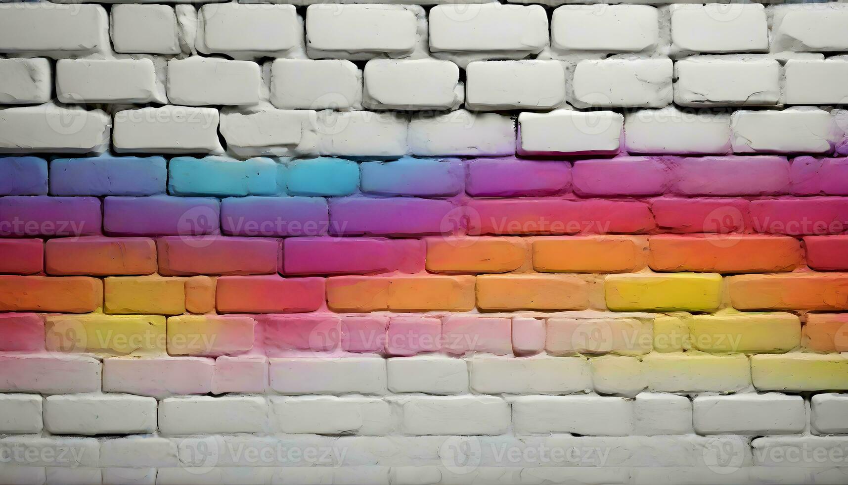 AI generated White Brick Wall with Color Splash, Generative AI photo