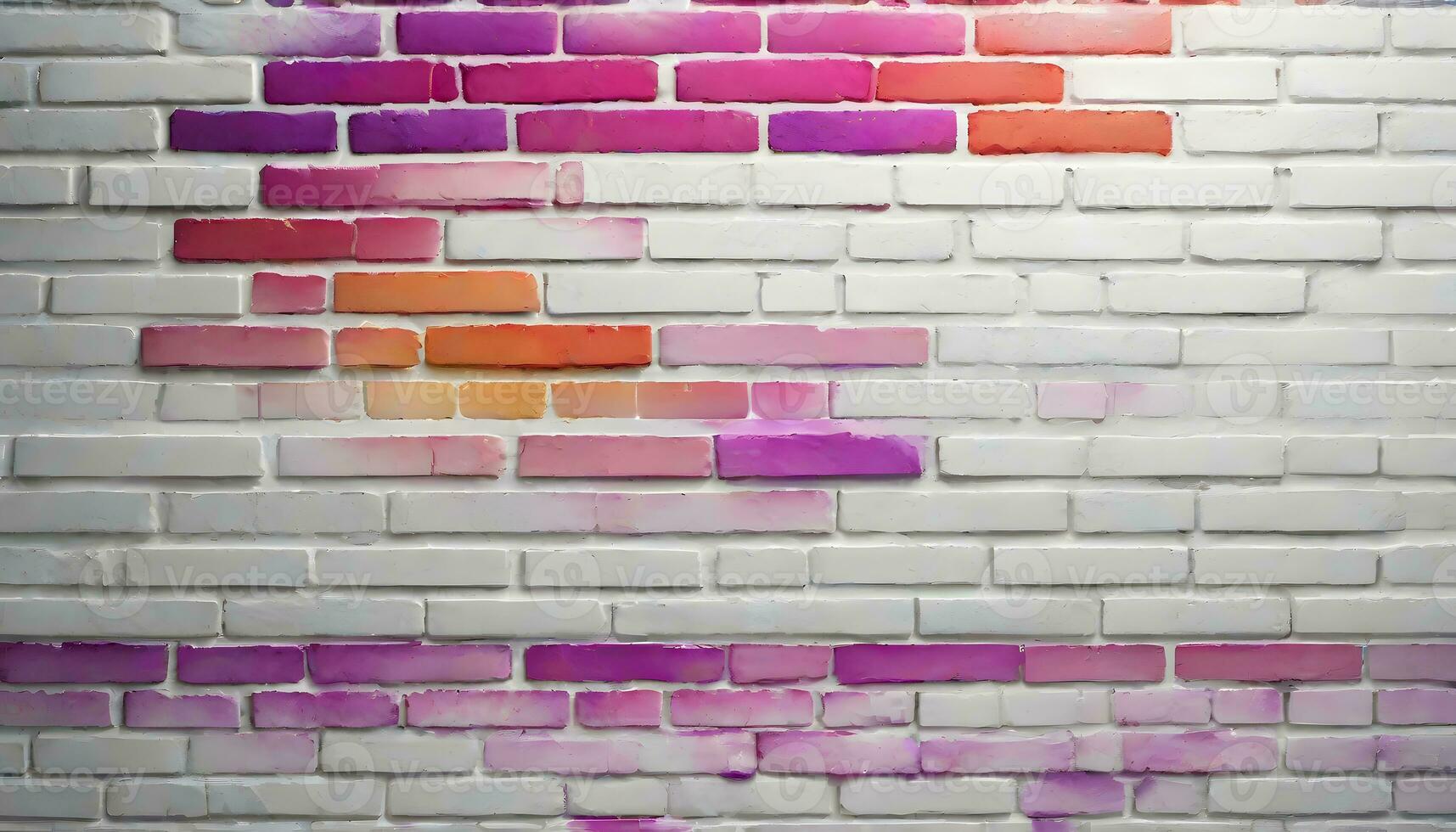 AI generated White Brick Wall with Color Splash, Generative AI photo