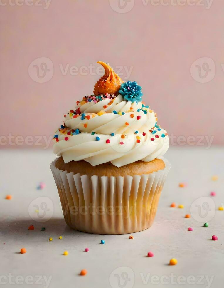 AI generated Delightful Colorful Cupcakes photo