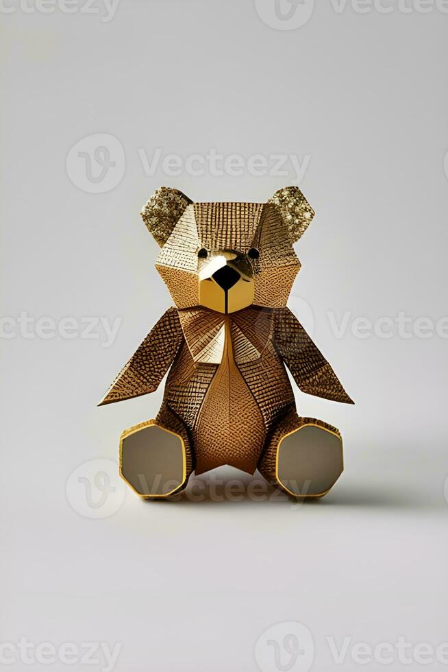 AI generated Origami bear on light background photo