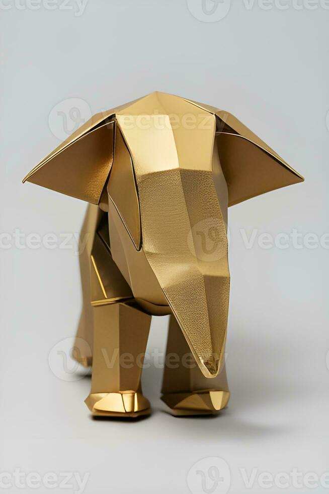 AI generated Origami elephant on light background photo