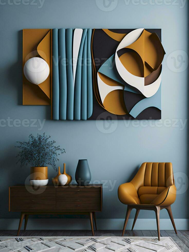 AI generated 3D Wall Art in Colorful Geometric Design photo
