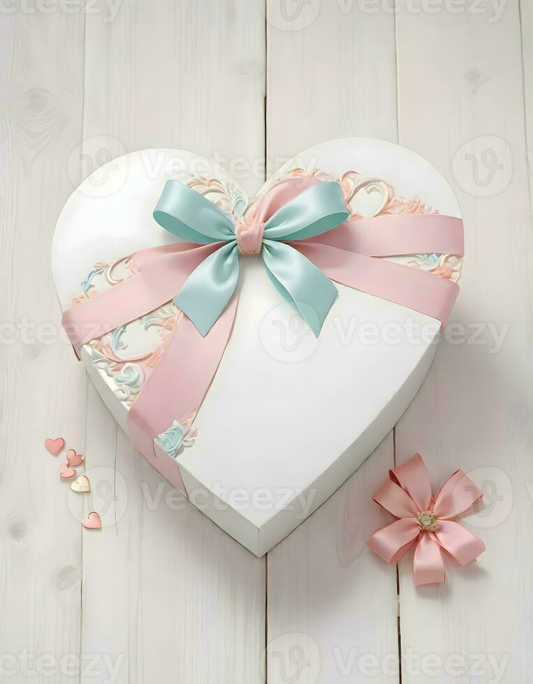 AI generated Pastel Heart Shaped Gift Boxes, Generative AI photo