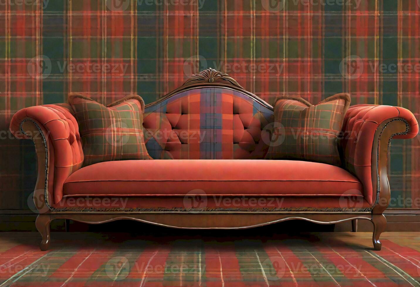 AI generated Traditional Tartan Sofa photo