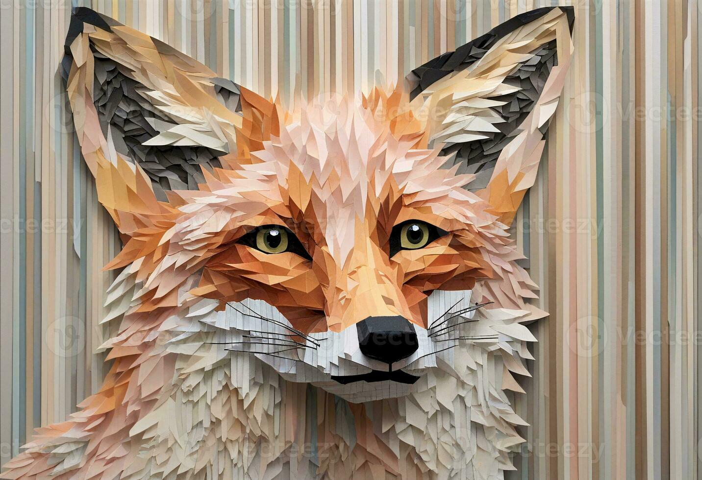 AI generated Detailed Paper Collage Art of a Fox photo