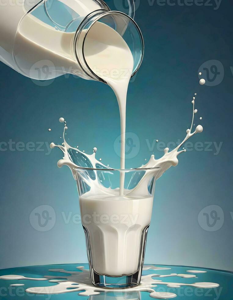 AI generated Milk Pouring in a Glass photo