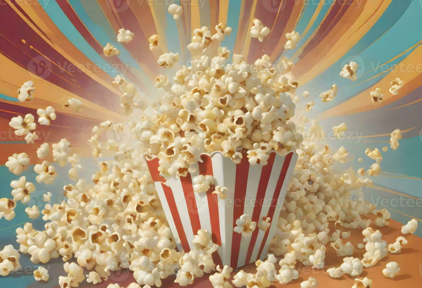 AI generated Popcorn Bowls on White Table, Generative AI photo