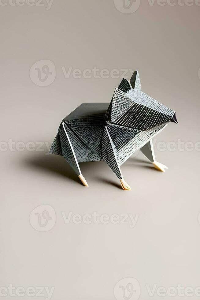 AI generated Origami mouse on light background photo