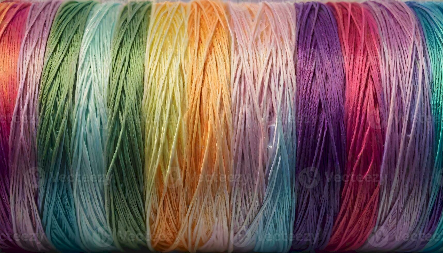 AI generated Rainbow Colored Thread Spool Close-Up, Generative AI photo