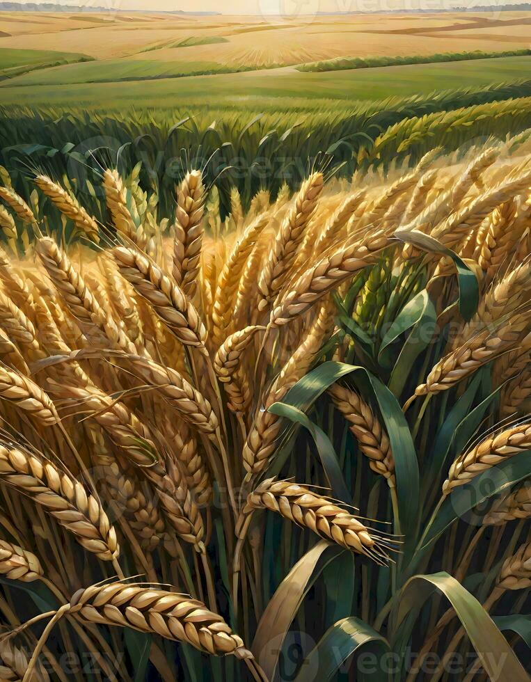 AI generated Wheat Field at Harvest Time photo