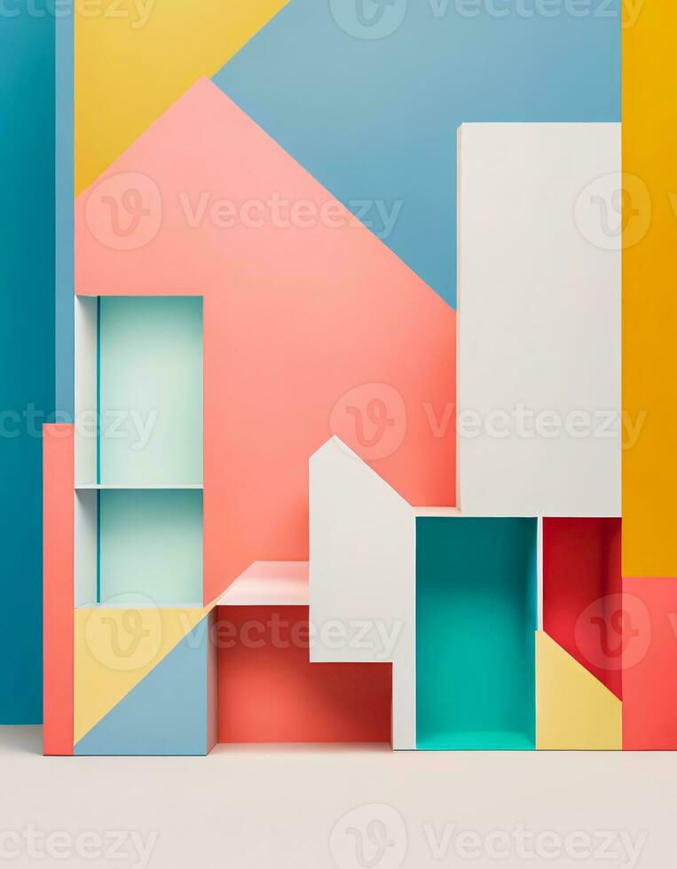 AI generated Colorful Minimal Wall Design photo