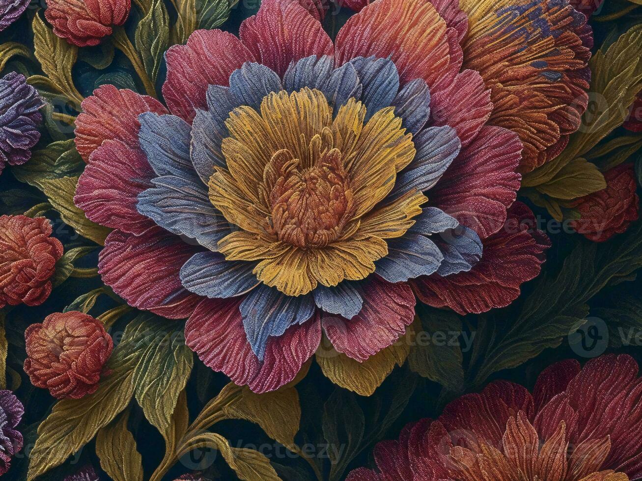 AI generated Embroidery of a Flower photo