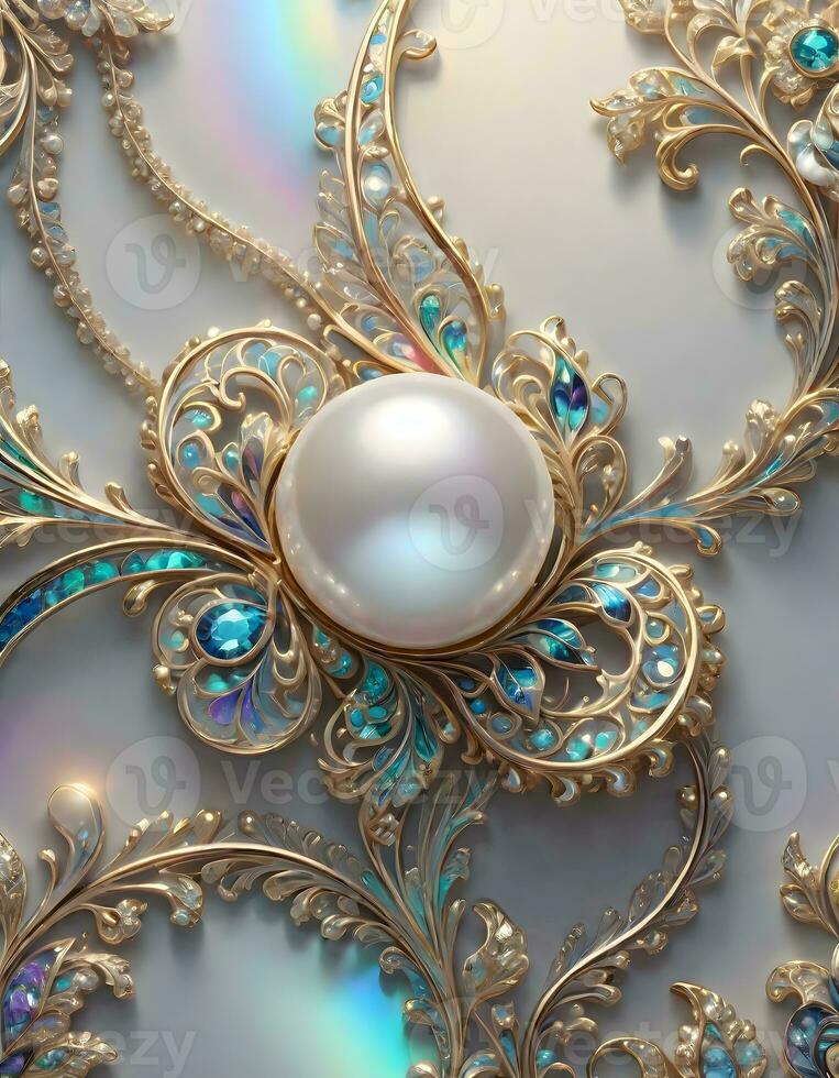 AI generated Iridescent Pearl Inlay in Blues photo