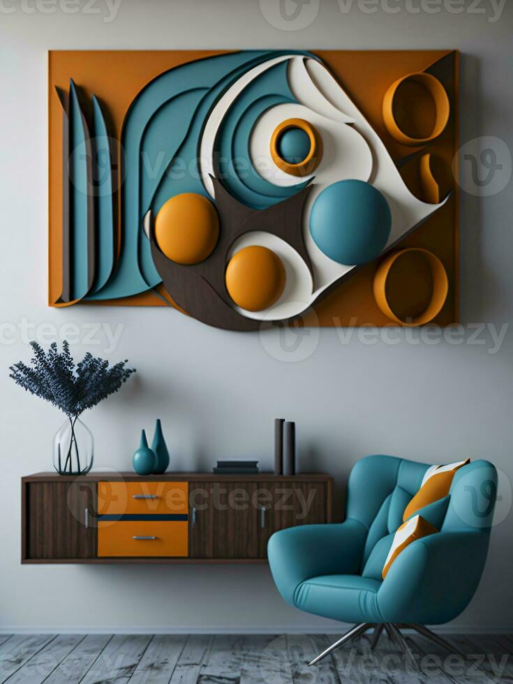 AI generated 3D Wall Art in Colorful Geometric Design photo