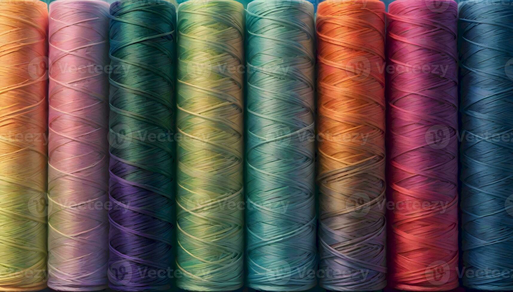 AI generated Rainbow Colored Thread Spool Close-Up, Generative AI photo