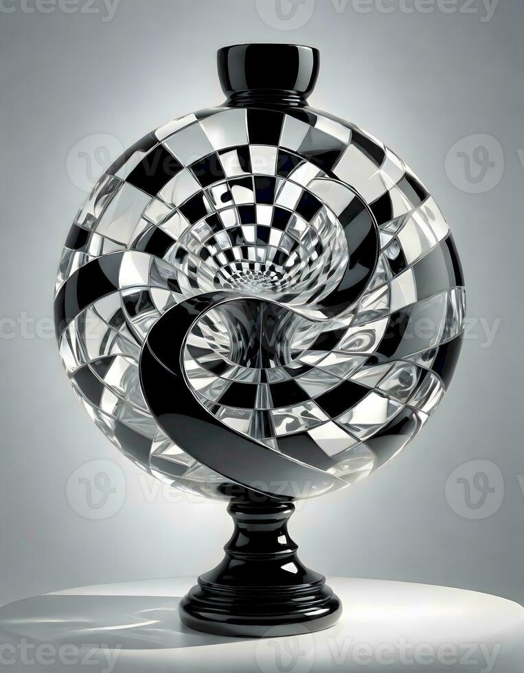 AI generated Checkerboard Glass Sculpture, Generative AI photo