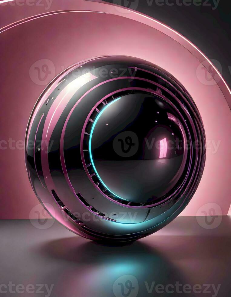 AI generated Futuristic Metallic Sphere photo