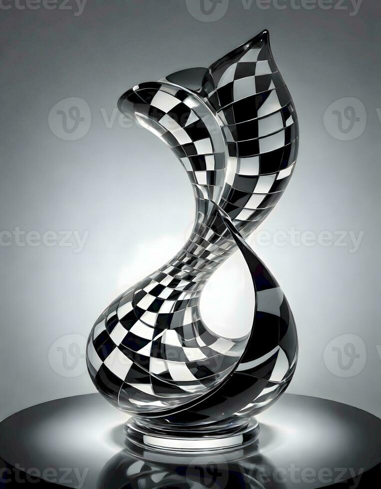 AI generated Checkerboard Glass Sculpture, Generative AI photo