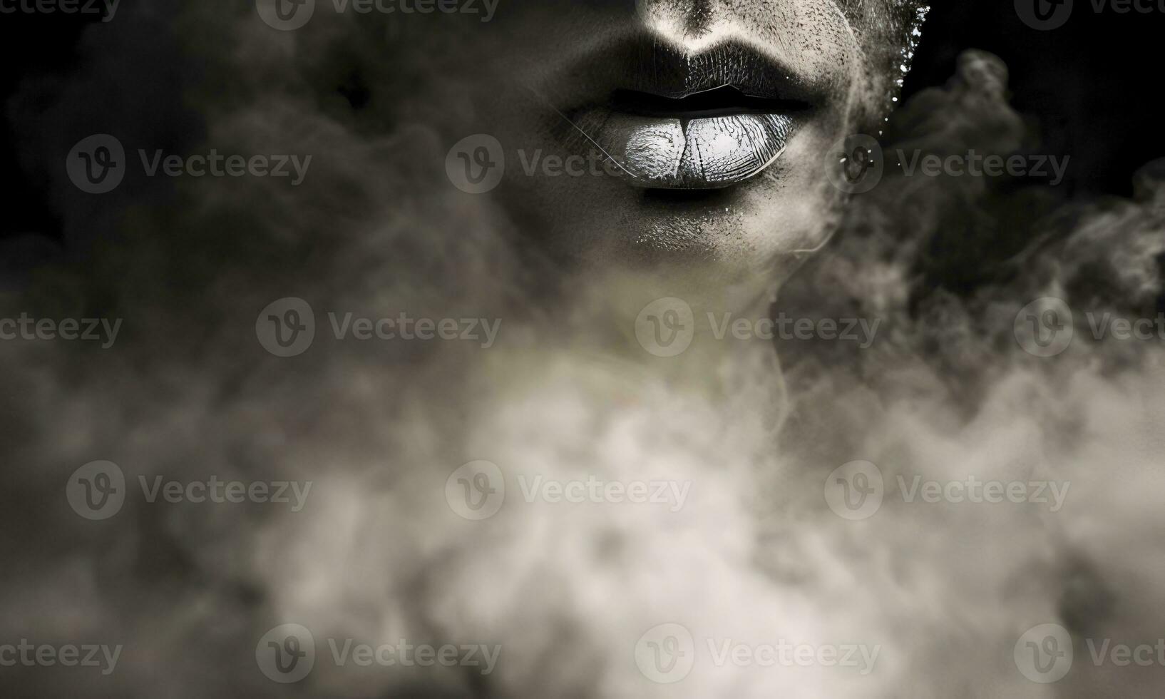 AI generated Desaturated portrait in smoke photo