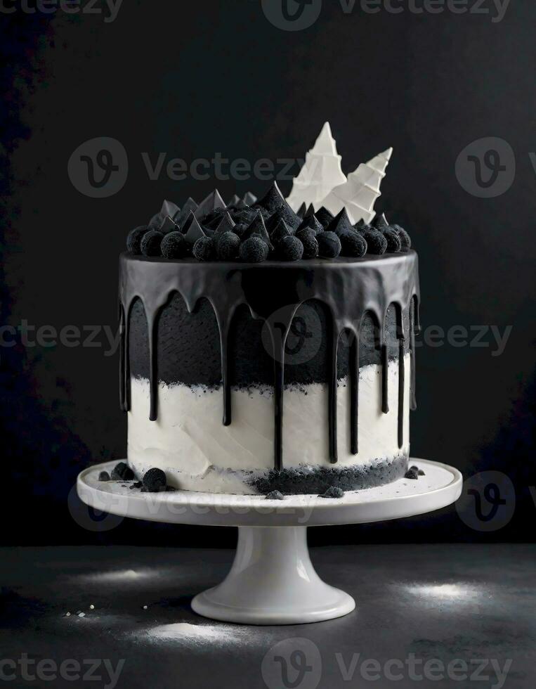 AI generated Black and White Handmade Cake photo