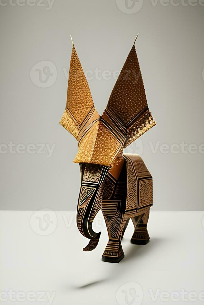 AI generated Origami elephant on light background photo