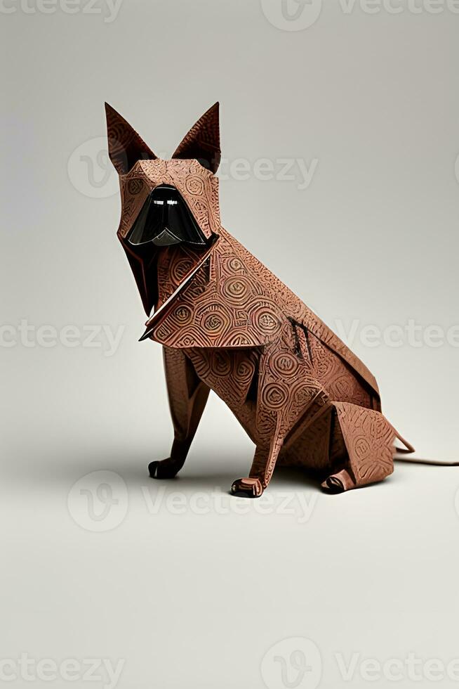 AI generated Origami dog on light background photo