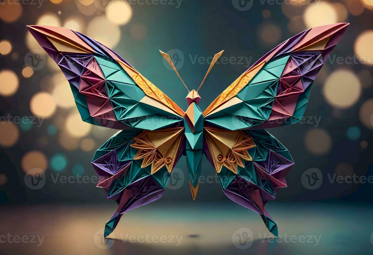 AI generated Colorful Origami Butterfly photo