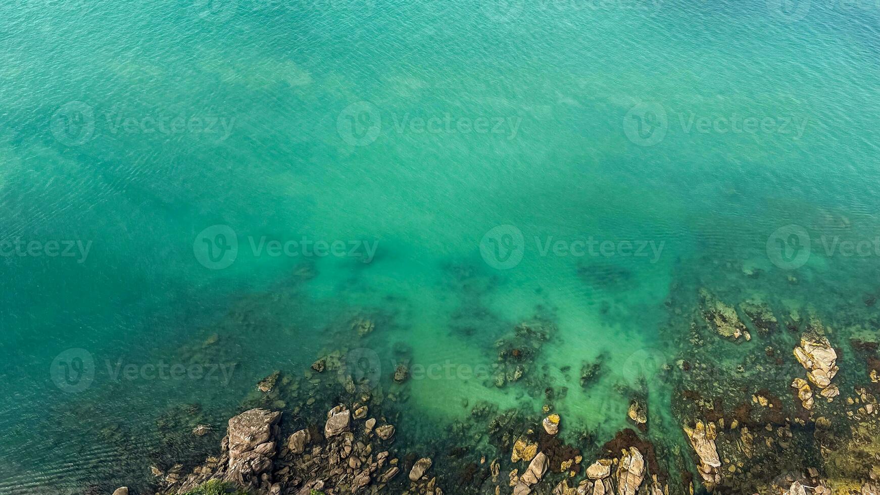 Serene Turquoise Seashore Aerial View photo