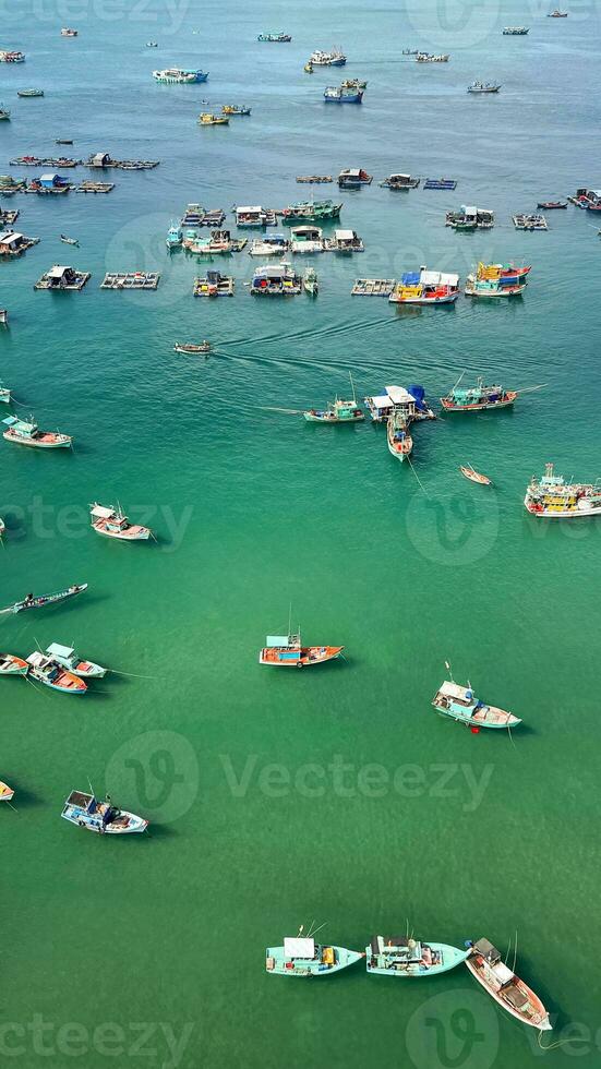 Vibrant Fishing Fleet on Tranquil Waters photo