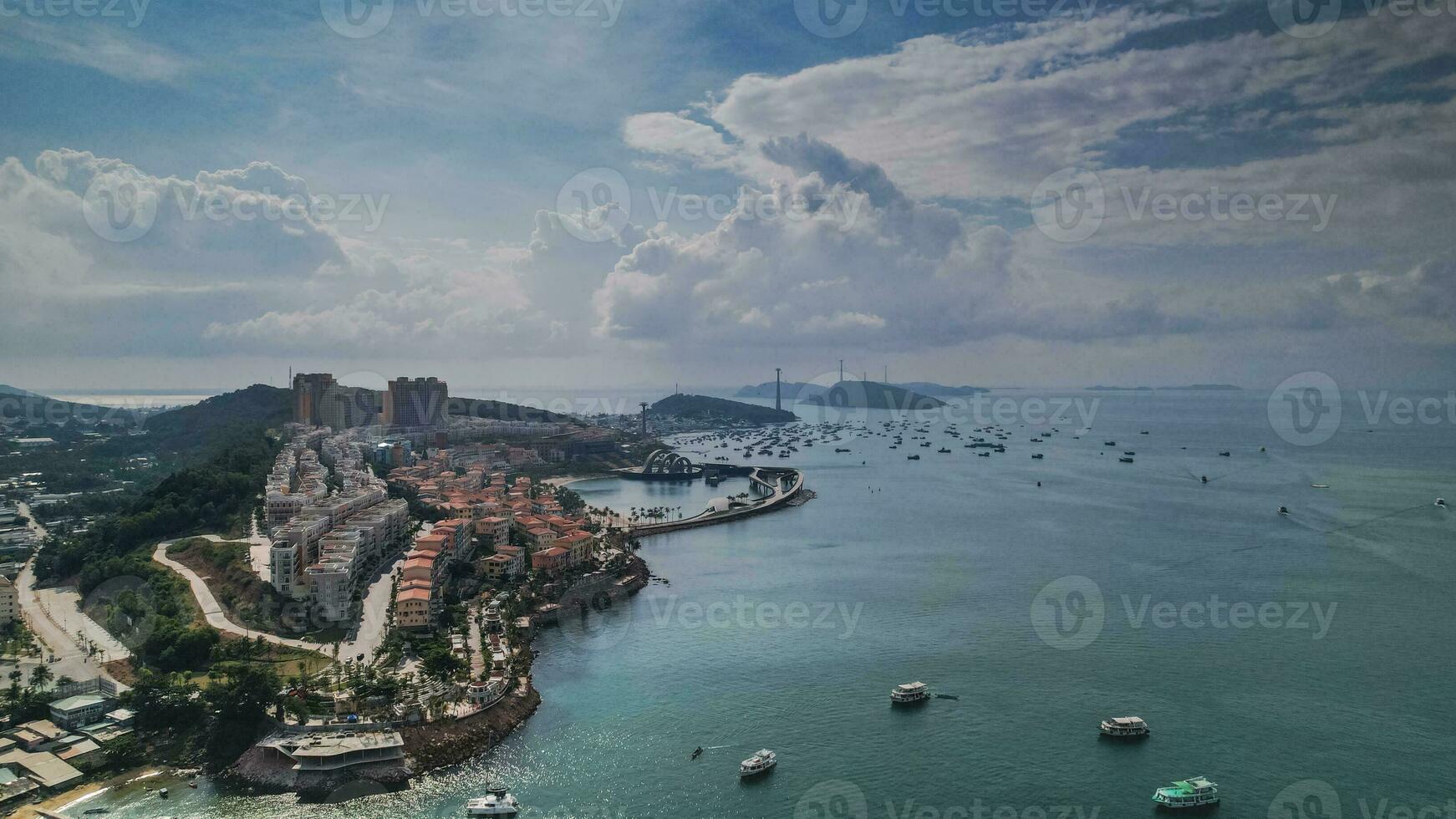 Coastal Metropolis, Skyline, Bridge and Boats photo