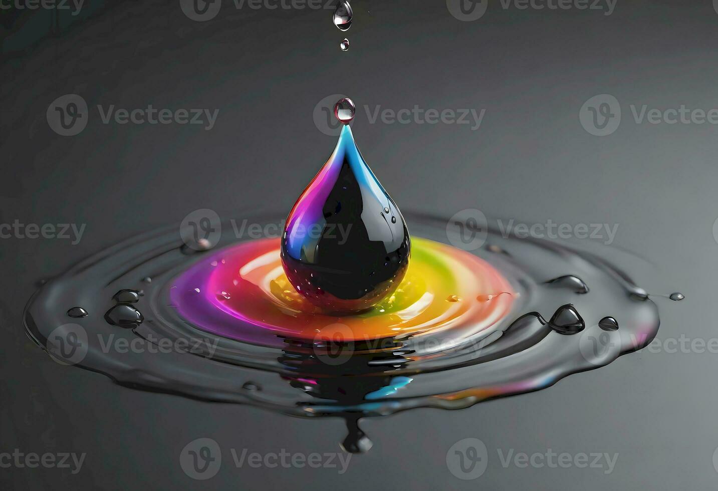 AI generated Rainbow Reflections of Water Drops photo