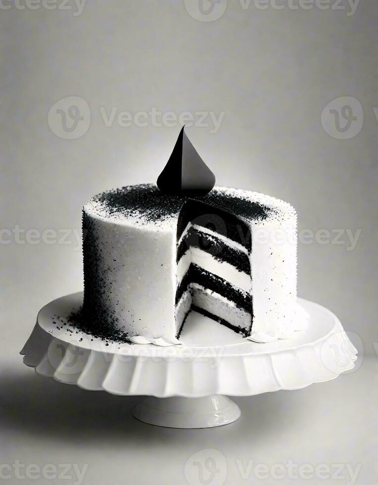 AI generated Black and White Handmade Cake photo