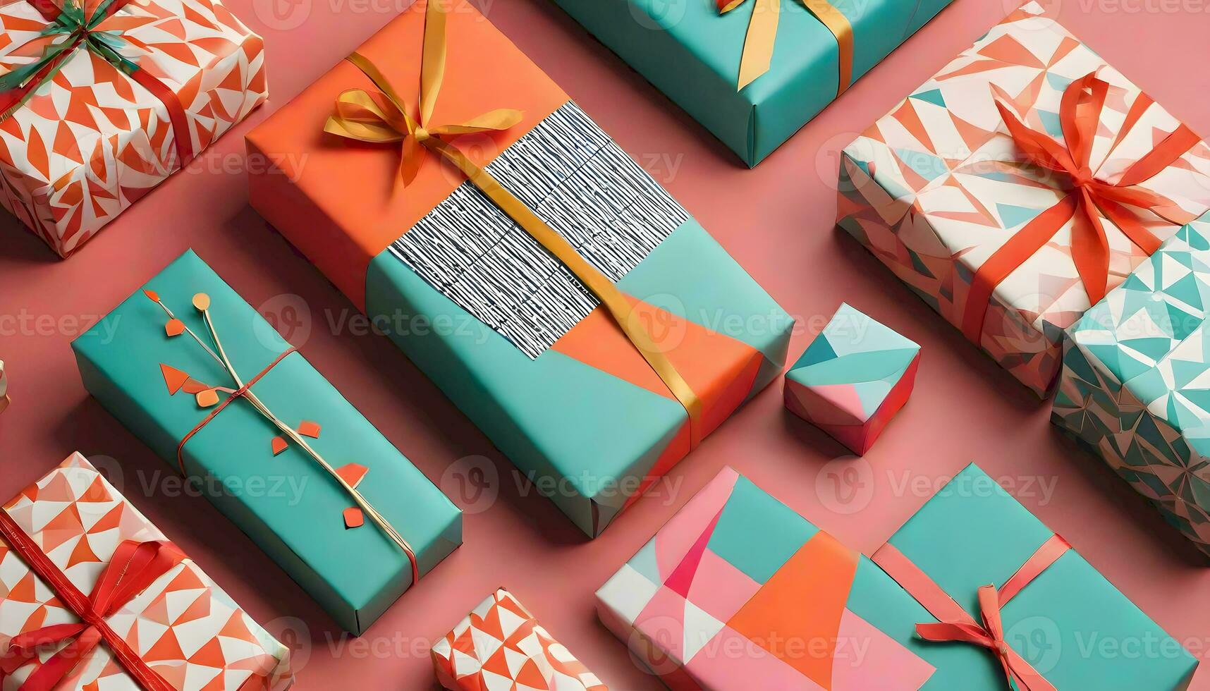 AI generated Vibrant Gift Boxes, Generative AI photo