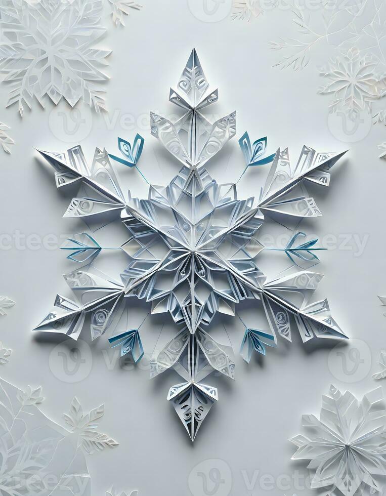 AI generated Detailed Beautiful Paper Snowflake photo