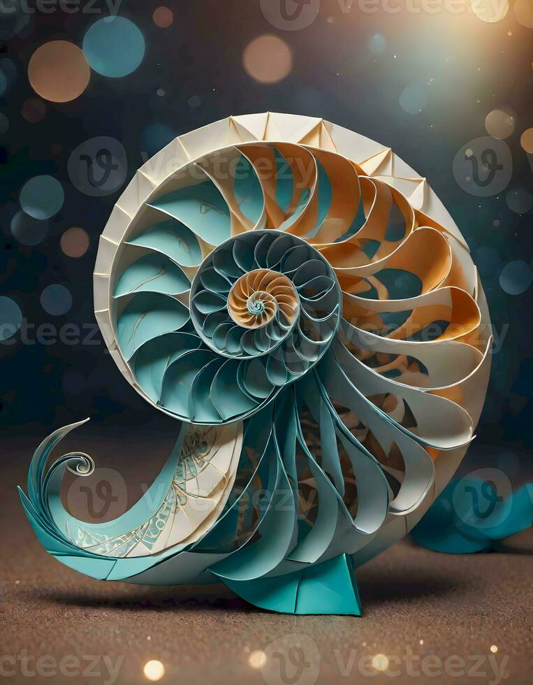 AI generated Colorful Origami Seashell photo