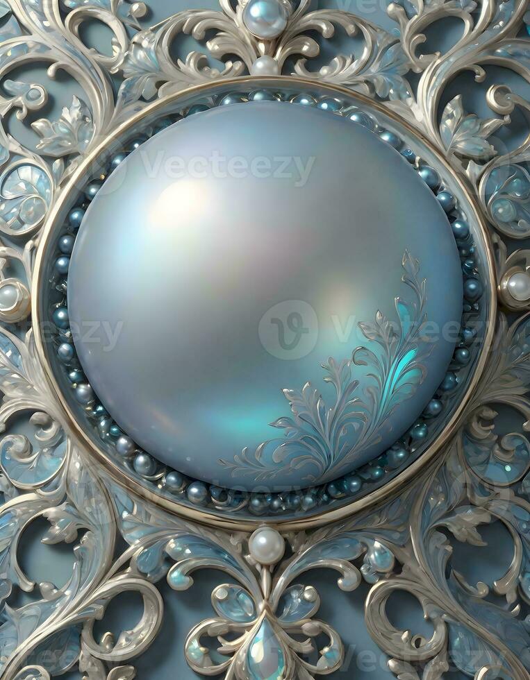 AI generated Iridescent Pearl Inlay in Blues photo