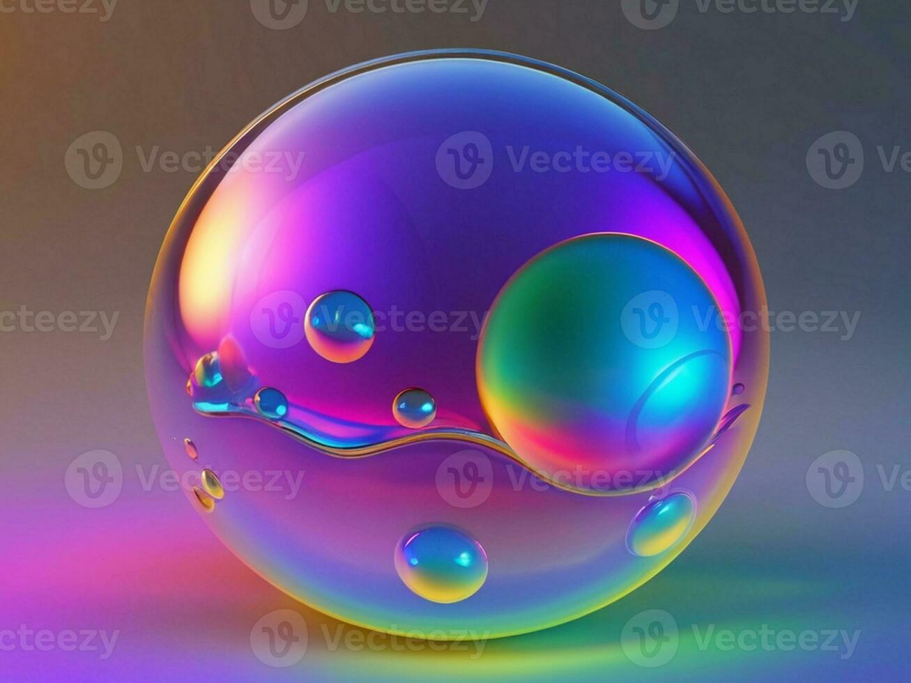 AI generated Bubble abstract 3d render of colorful bubbles abstract background generative ai photo