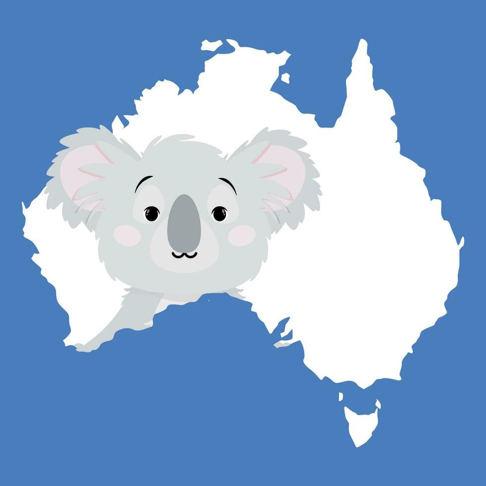 plano azul plano mapa de Australia y gris coala vector