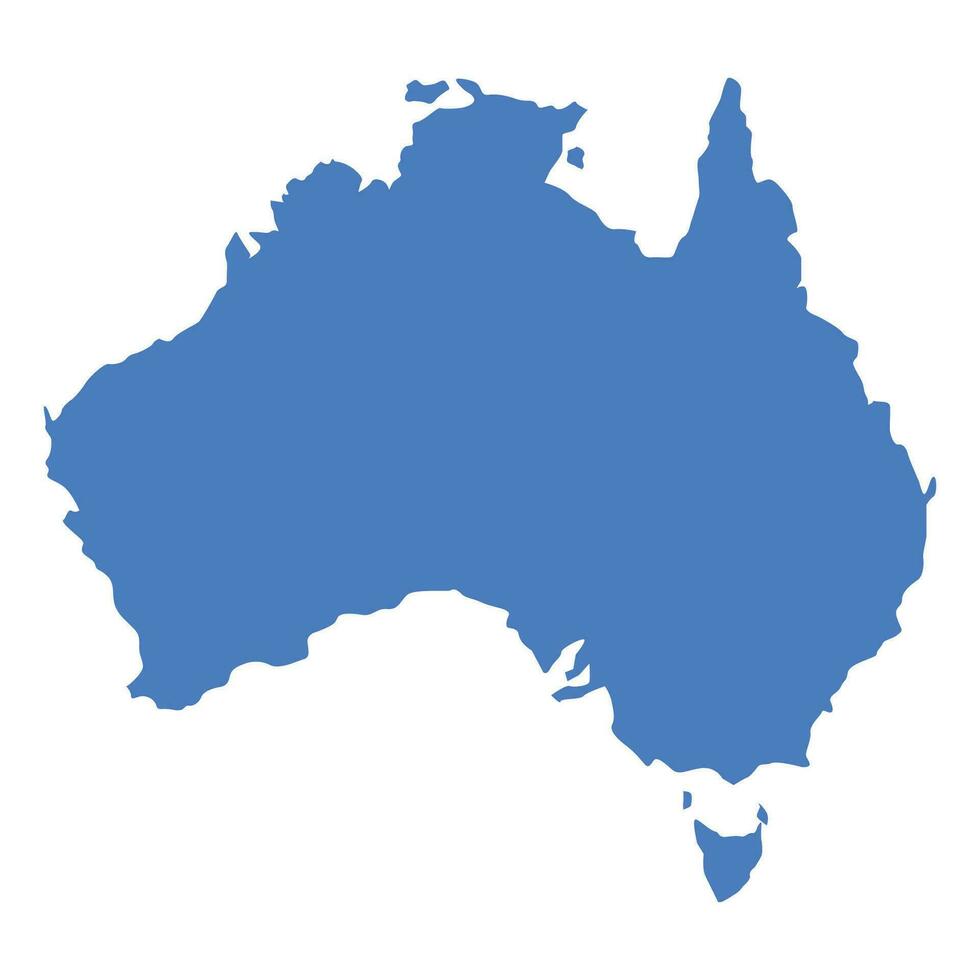 Flat blue concise map of Australia vector