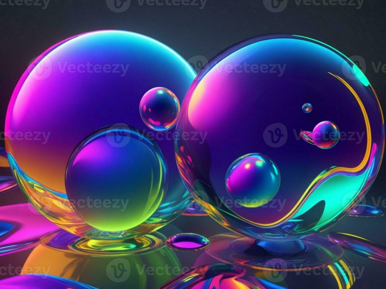 AI generated Bubble abstract 3d render of colorful bubbles abstract background generative ai photo