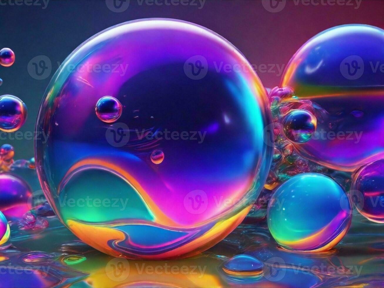 AI generated Bubble abstract 3d render of colorful bubbles abstract background generative ai photo