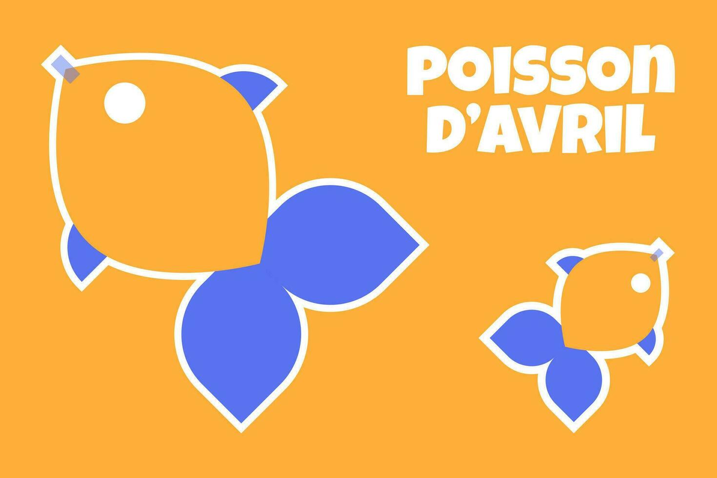 Poisson d'avril. French April Fool's Day banner fish. Flat style. Vector illustration