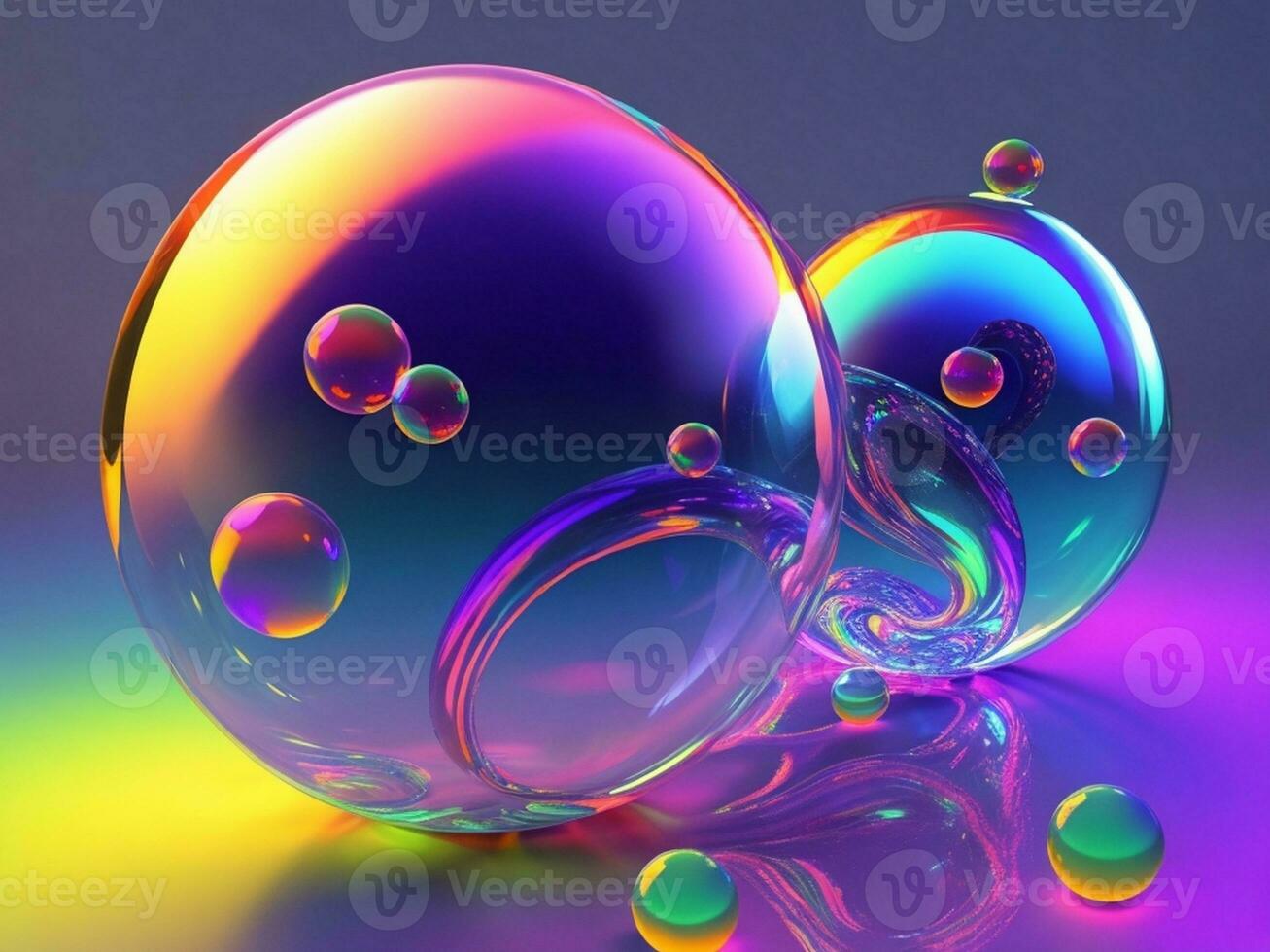 AI generated Bubble abstract 3d render of colorful bubbles abstract background generative ai photo