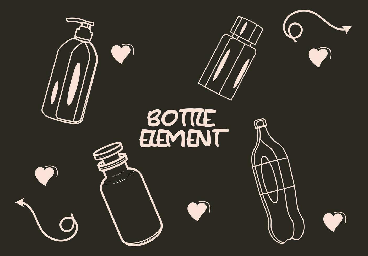 bottle element collection set vector illustration doodle, bundle