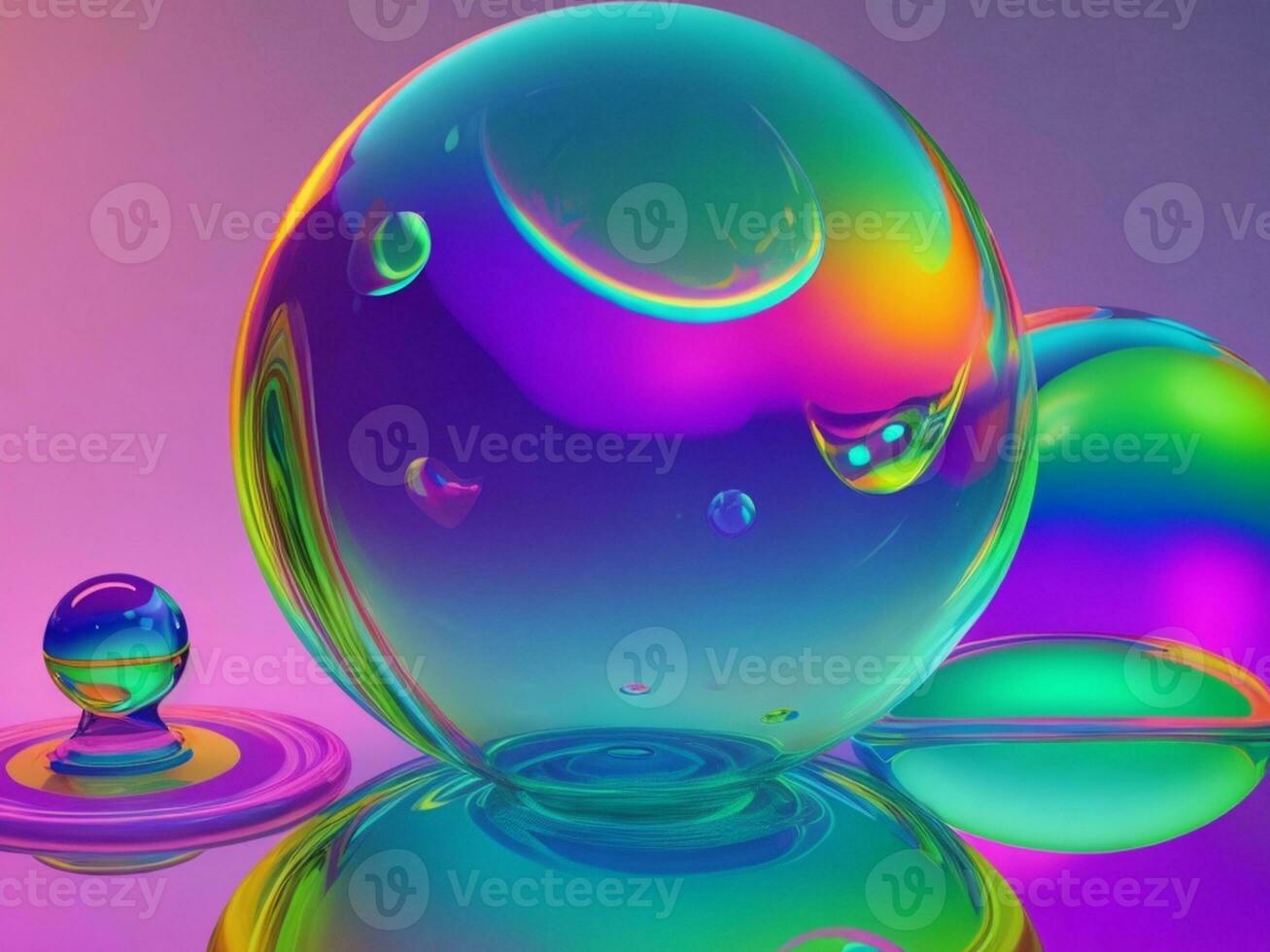 AI generated Bubble abstract 3d render of colorful bubbles abstract background generative ai photo