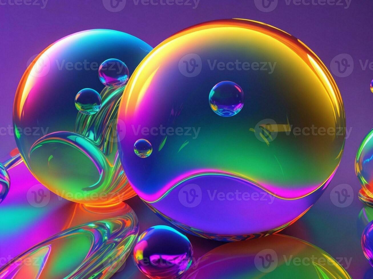 AI generated Bubble abstract 3d render of colorful bubbles abstract background generative ai photo